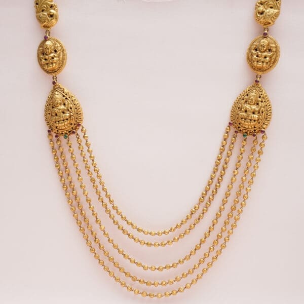 Elegant 22kt Gold Temple Long Layered Goddess Laxmi Haar NK22/17