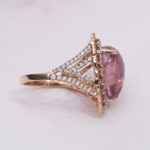 18Kt Yellow Gold Pink Polki Diamond Ring DRL/1509