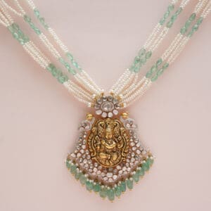14Kt Gold Kundan Polki Long Necklace with Pearl PKS14/3