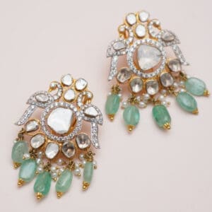 14Kt Gold Kundan Polki Long Necklace with Pearl PKS14/3