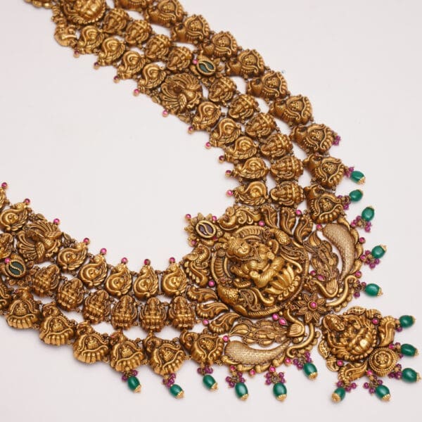 Goddess Lakshmi 22kt Yellow Gold Antique Temple Necklace NK22/163
