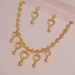 22Kt Yellow Gold Heart Necklace with Earrings ST22/1290