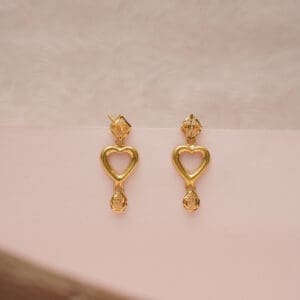 22Kt Yellow Gold Heart Necklace with Earrings ST22/1290