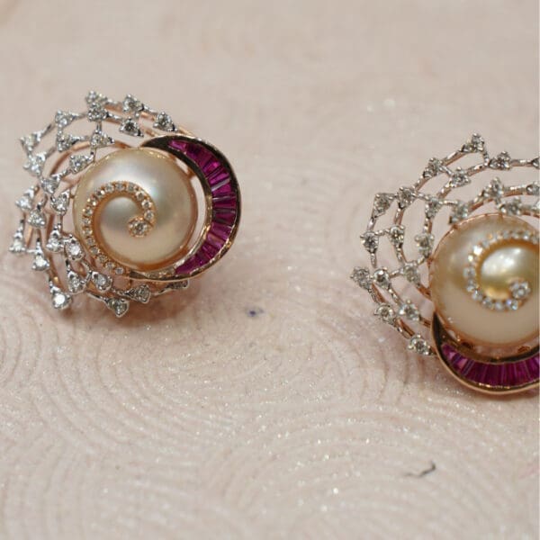 14kt Gold Pearl And Diamond Earrings DER14/576