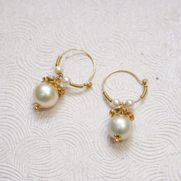 18Kt Gold Lightweighted Pearl Hoop Earrings PKE18/17