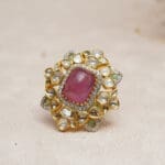 14KT Gold Kundan and Polki Pink Ring PKR14/3