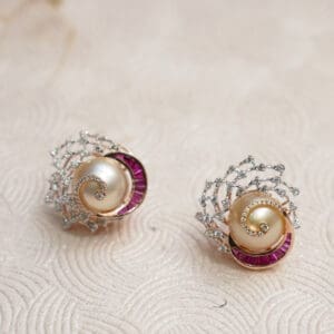 14kt Gold Pearl And Diamond Earrings DER14/576