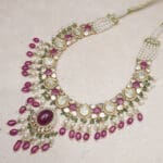 14kt Gold Kundan Polki Necklace With Earrings PKS14/9