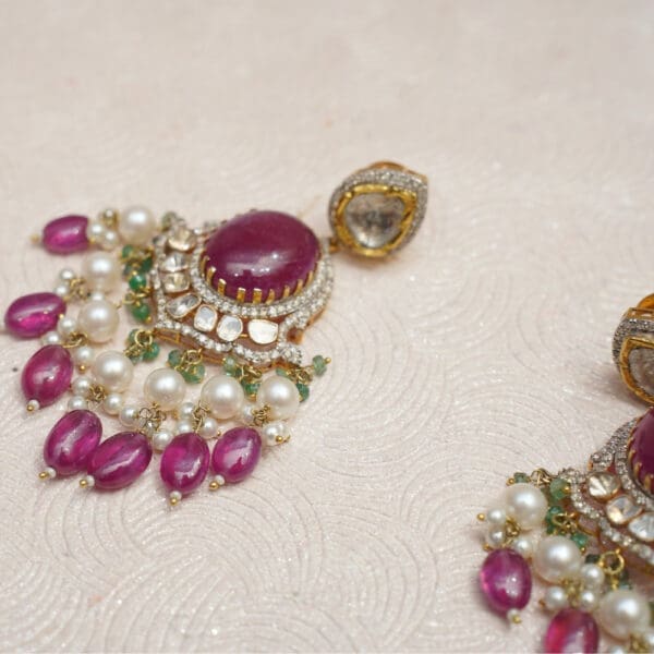 14kt Gold Kundan Polki Necklace With Earrings PKS14/9