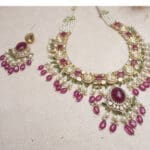 14kt Gold Kundan Polki Necklace With Earrings PKS14/9