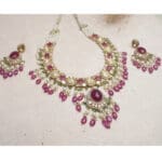 14kt Gold Kundan Polki Necklace With Earrings PKS14/9