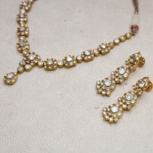 18kt Gold Polki Necklace With Earrings PKL18/2