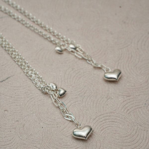 925 Silver Link Chain With Heart Charm Anklets PYSS/133