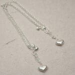 925 Silver Link Chain With Heart Charm Anklets PYSS/133