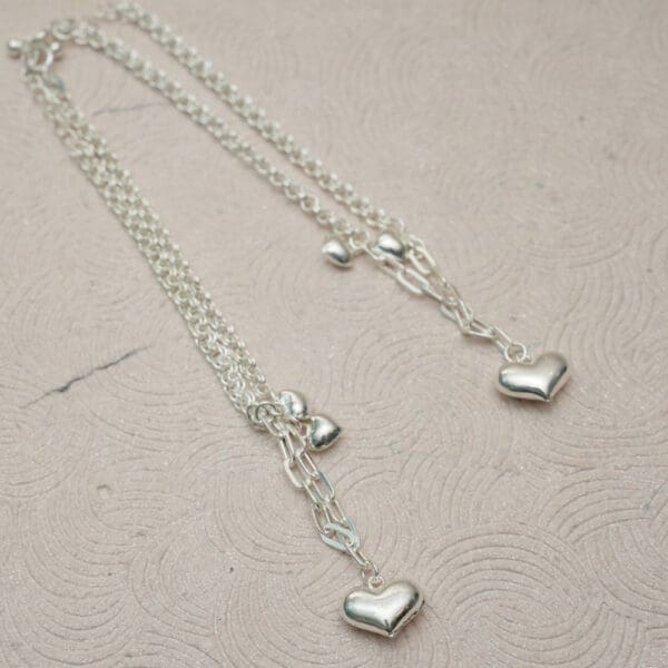 925 Silver Link Chain With Heart Charm Anklets PYSS/133