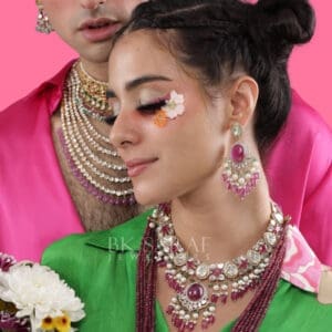 14kt Gold Kundan Polki Necklace With Earrings PKS14/9 14kt Gold Kundan Polki Necklace With Earrings PKS14/9