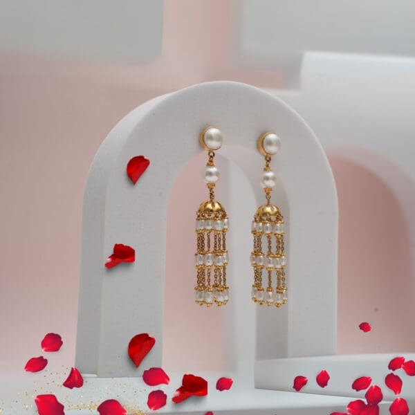 22Kt Gold Pearl Jhumka Earrings for Women ER22/12 | Bridal and Festive Wear