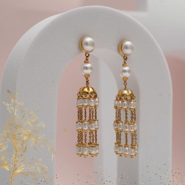 22Kt Gold Pearl Jhumka Earrings for Women ER22/12 | Bridal and Festive Wear
