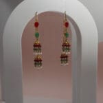 22Kt Gold Pearl Jhumki With Red and Green Stones ER22/1026