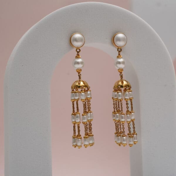 22Kt Gold Pearl Jhumka Earrings for Women ER22/12 | Bridal and Festive Wear