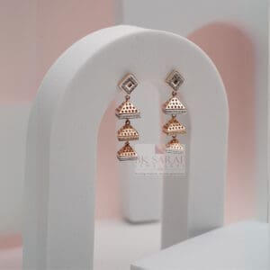 18Kt Gold Trianlge Multi layer Jhumka for wedding JH18/129 18Kt Gold Trianlge Multi layer Jhumka for wedding JH18/129