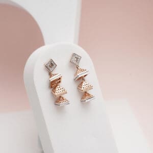 18Kt Gold Trianlge Multi layer Jhumka for wedding JH18/129