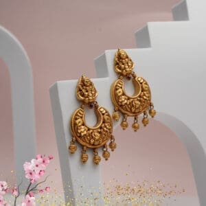 22Kt Yellow Gold Antoque Temple Chandbali CB22/19