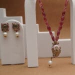 Gold Kundan Polki Necklace & Earring Set with Pearl Drops PKLS8/2