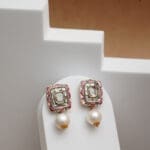 Gold Kundan Polki Necklace & Earring Set with Pearl Drops PKLS8/2