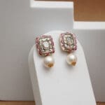 Gold Kundan Polki Necklace & Earring Set with Pearl Drops PKLS8/2