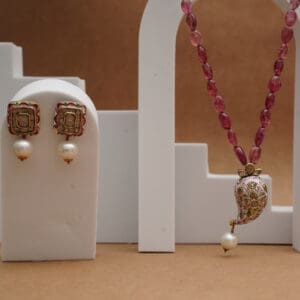 Gold Kundan Polki Necklace & Earring Set with Pearl Drops PKLS8/2 Gold Kundan Polki Necklace & Earring Set with Pearl Drops PKLS8/2